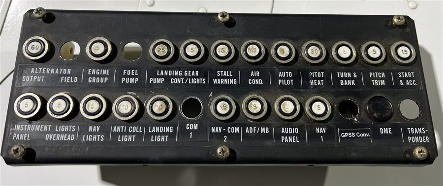 Avionics  - Circuit breaker panel with 20 breakers